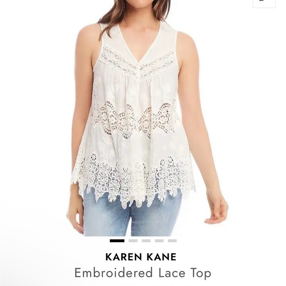 Karen Kane white Lace V-Neck Blouse - Picture 2 of 7